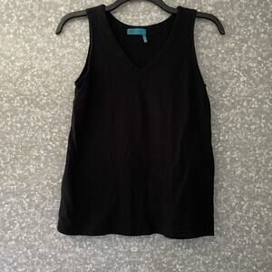 Fresh Produce Black V-Neck Sleeveless Cotton Tank Top - Size XS - Made in USA